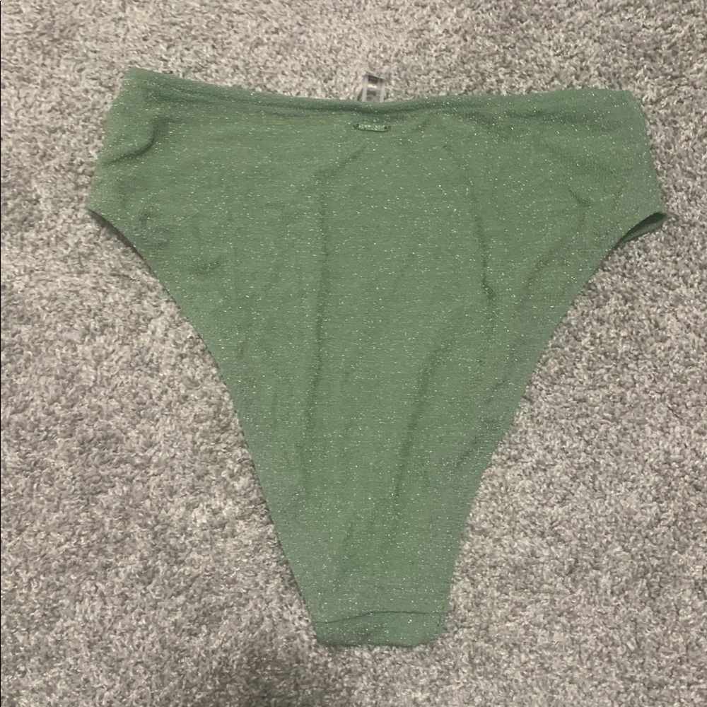 Pink Victoria’s Secret Green Glittery High Waisted Bikini Bathing Suit Set - Picture 7 of 7